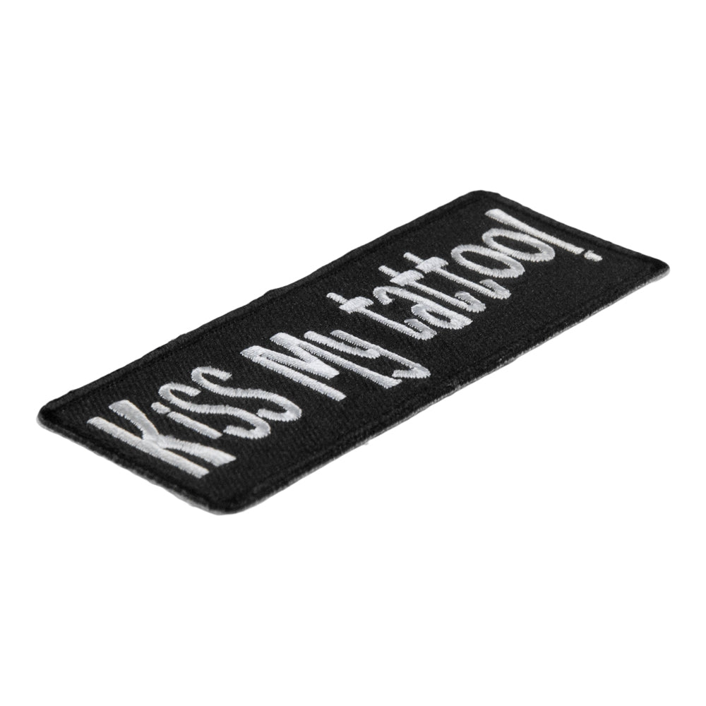 Kiss My Tattoo Black & White Embroidered Patch, Sayings Patches — detail view 1