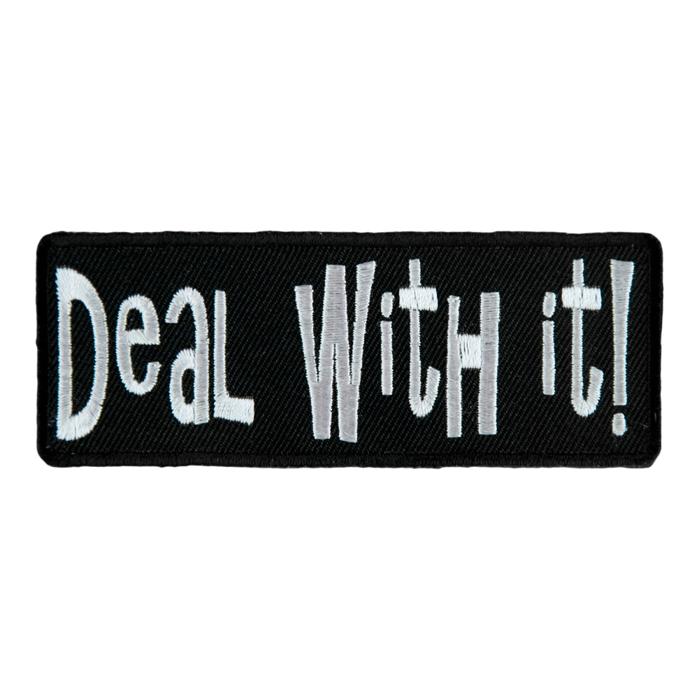 Deal With it Black And White Embroidered Patch, Sayings Patches — product image