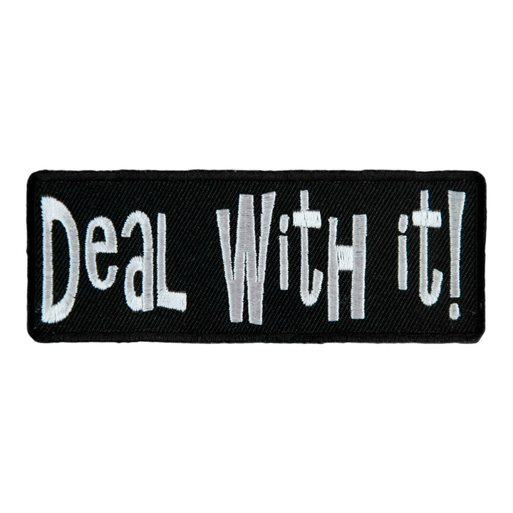 Deal With it Black And White Embroidered Patch, Sayings Patches — product image
