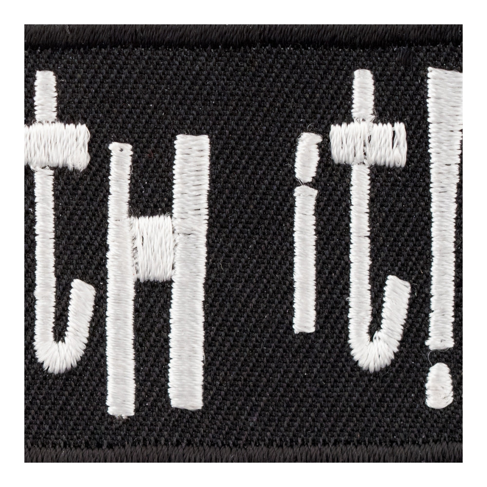 Deal With it Black And White Embroidered Patch, Sayings Patches — detail view 2