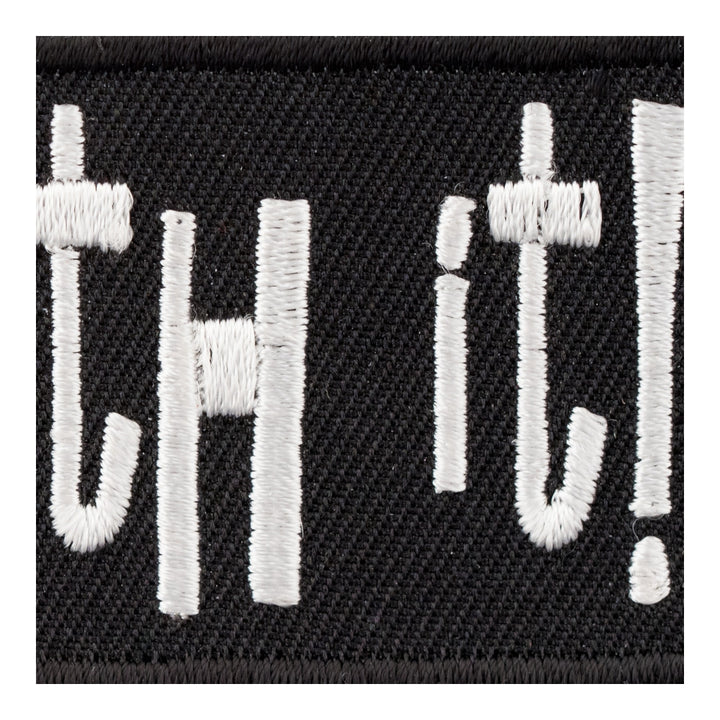 Deal With it Black And White Embroidered Patch, Sayings Patches — detail view 2