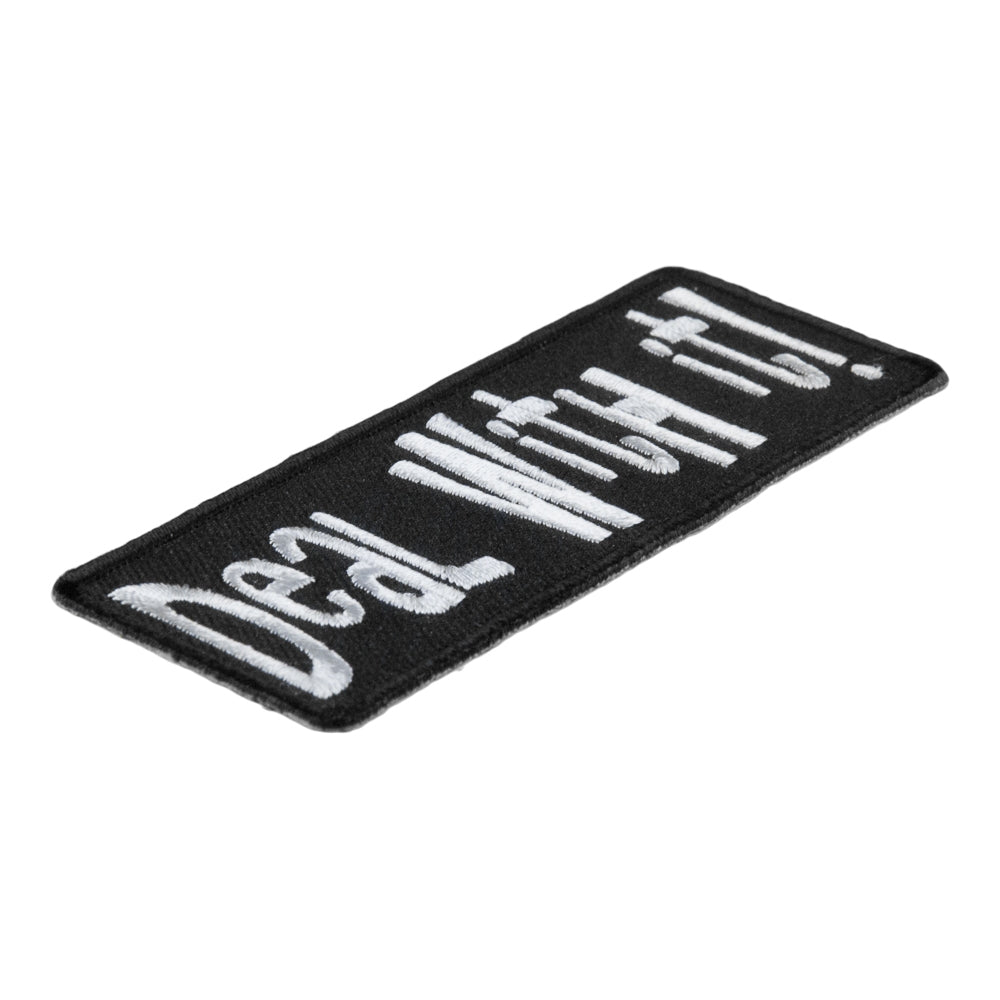 Deal With it Black And White Embroidered Patch, Sayings Patches — detail view 1