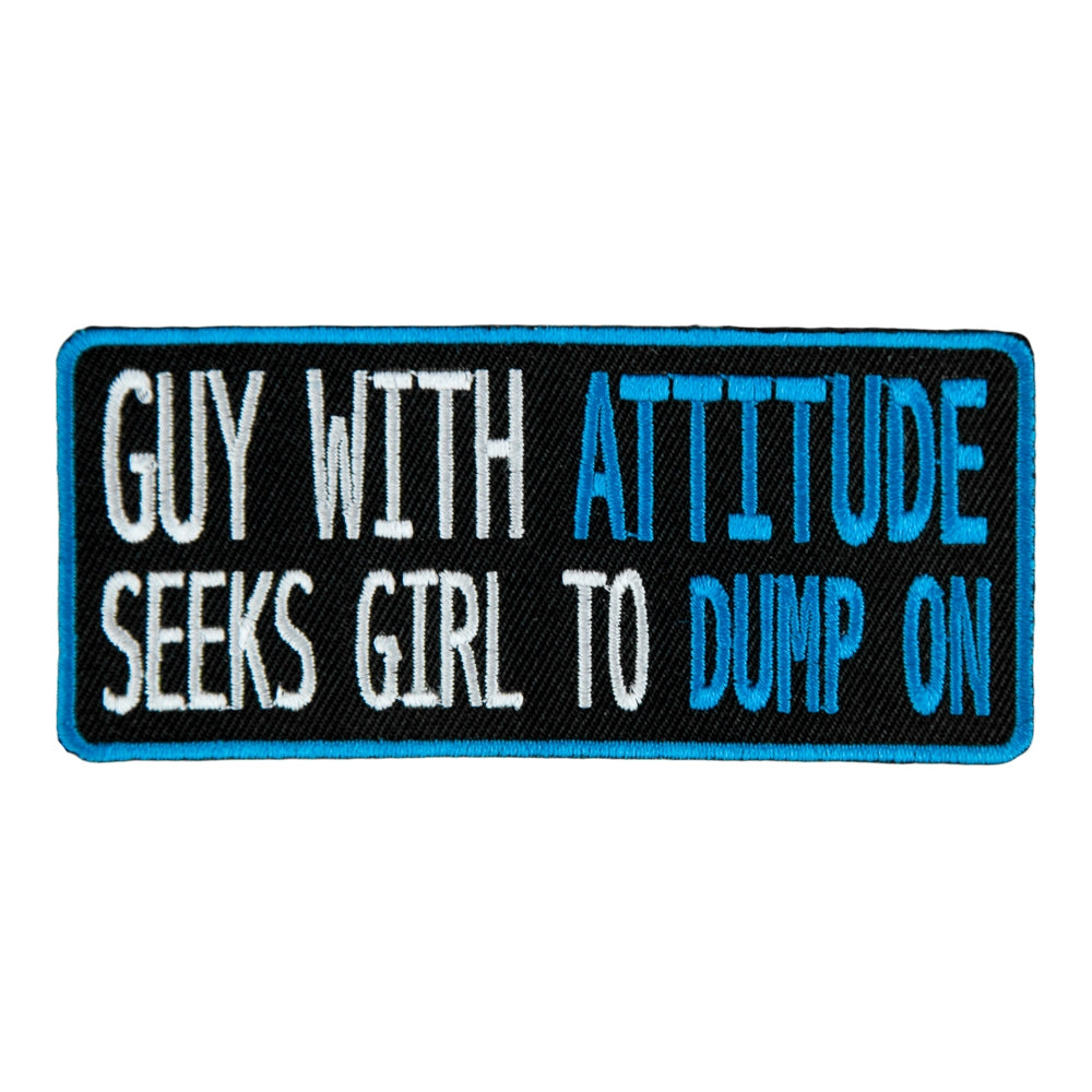 Guy With Attitude Seeks Girl Patch, Funny Sayings Patch — product image