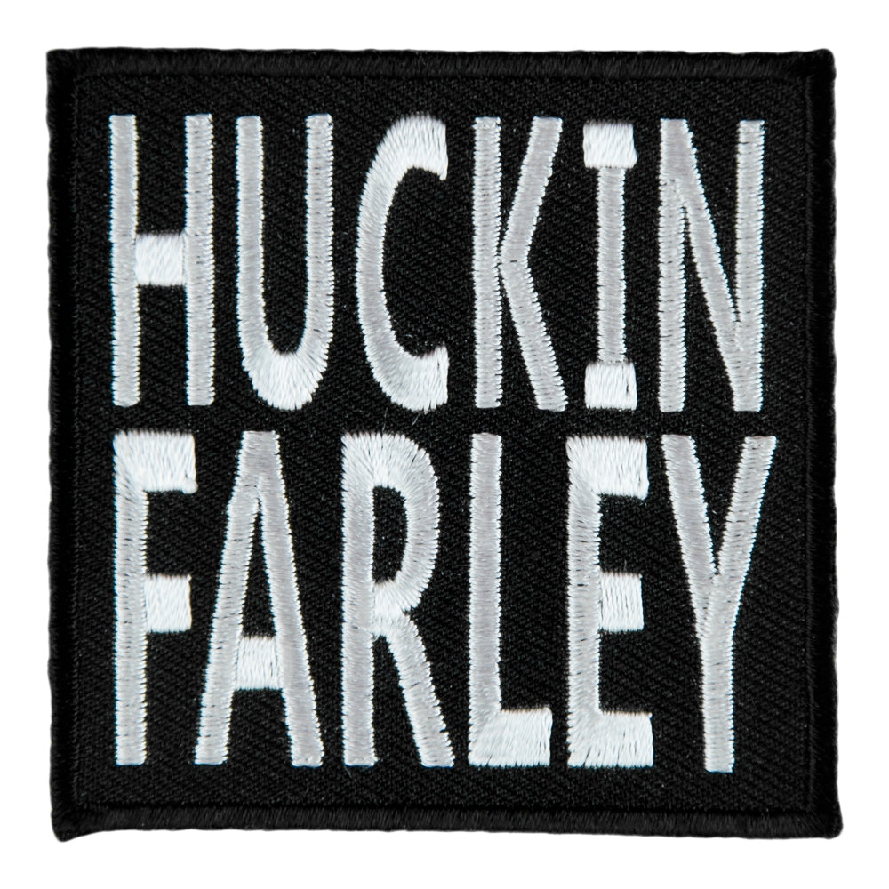 Huckin Farley Black &amp; White Embroidered Patch, Sayings Patches — product image