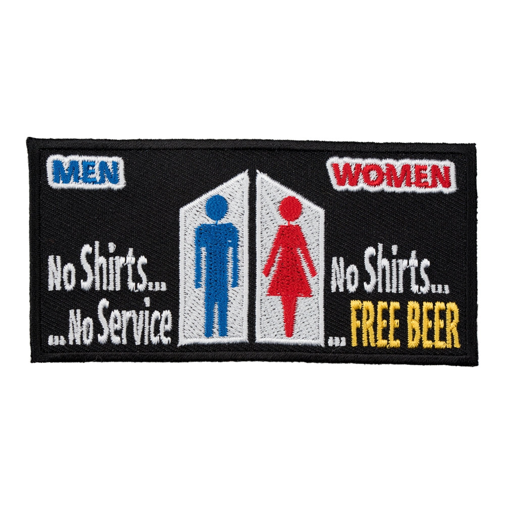 No Shirts No Service Free Beer Patch, Funny Sayings Patches — product image