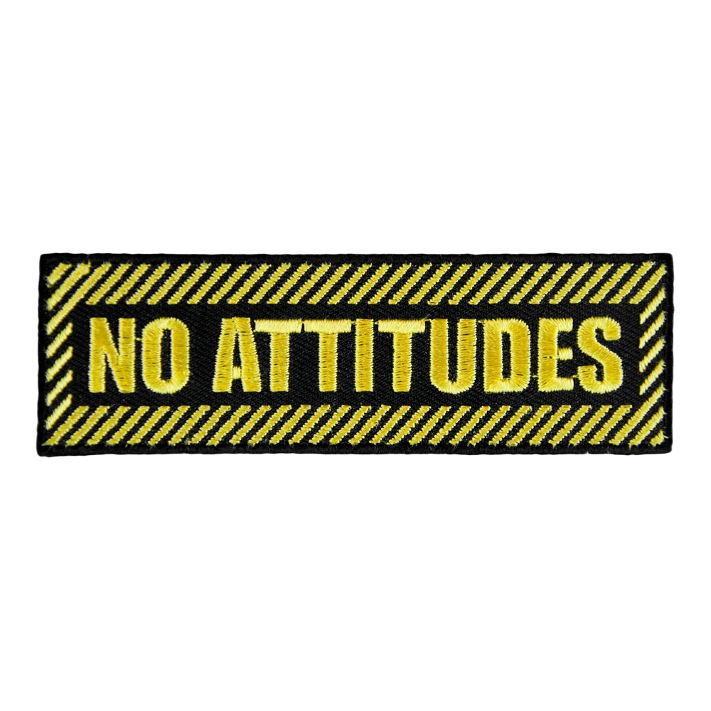 No Attitudes Black & Yellow Embroidered Patch, Sayings Patches — product image