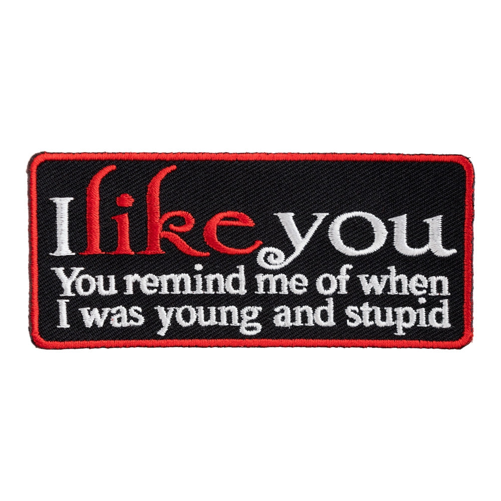 I Like You Remind Me Of Young & Stupid Patch, Sayings Patches — product image