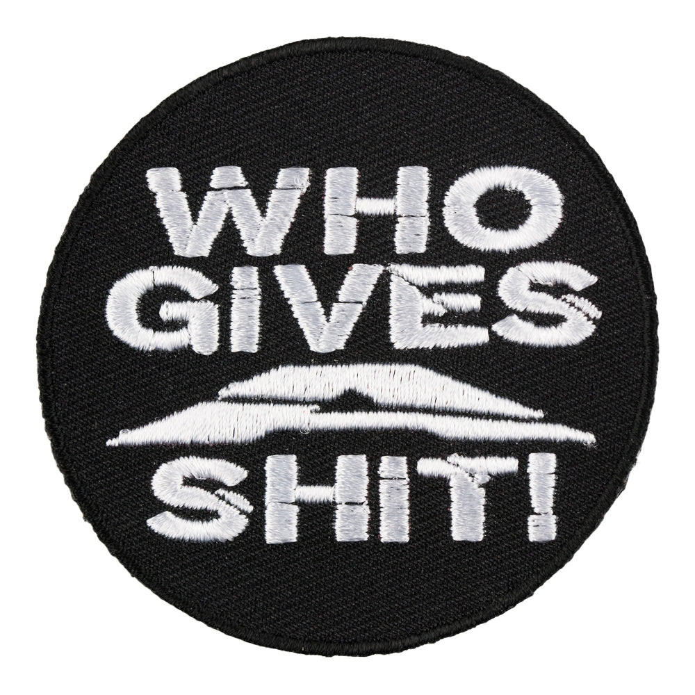 Who Gives A Shit Round Patch, Embroidered Sayings Patches — product image