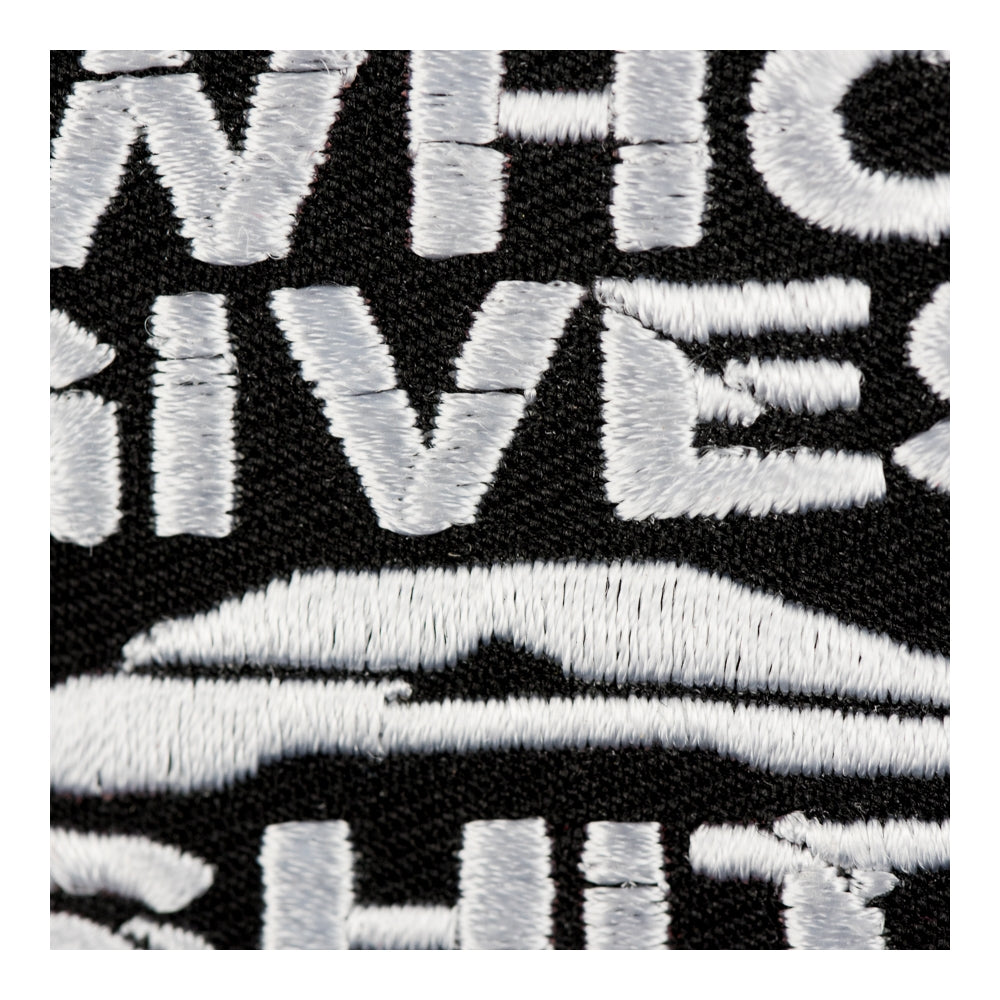 Who Gives A Shit Round Patch, Embroidered Sayings Patches — detail view 1