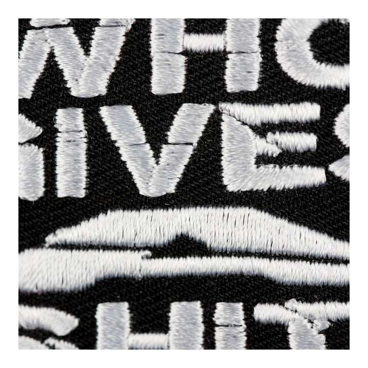 Who Gives A Shit Round Patch, Embroidered Sayings Patches — detail view 1