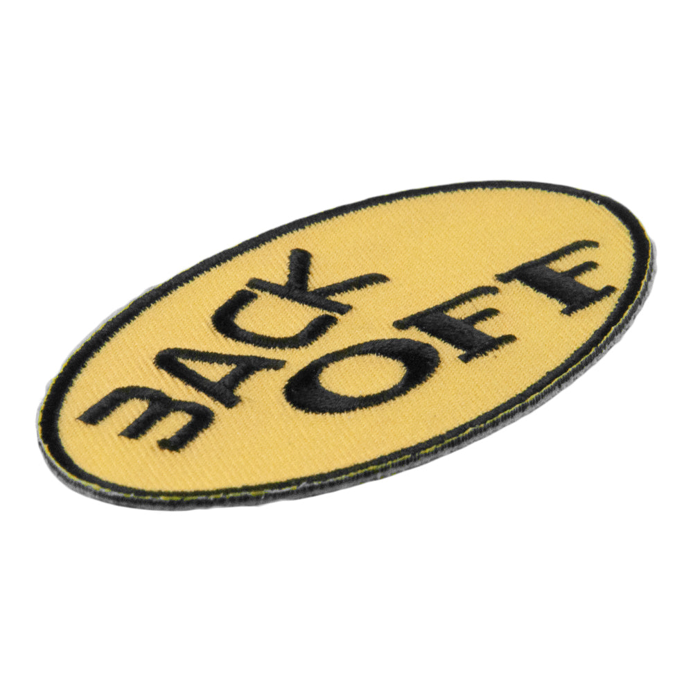 Back Off Black & Yellow Embroidered Patch, Biker Sayings Patches — detail view 1