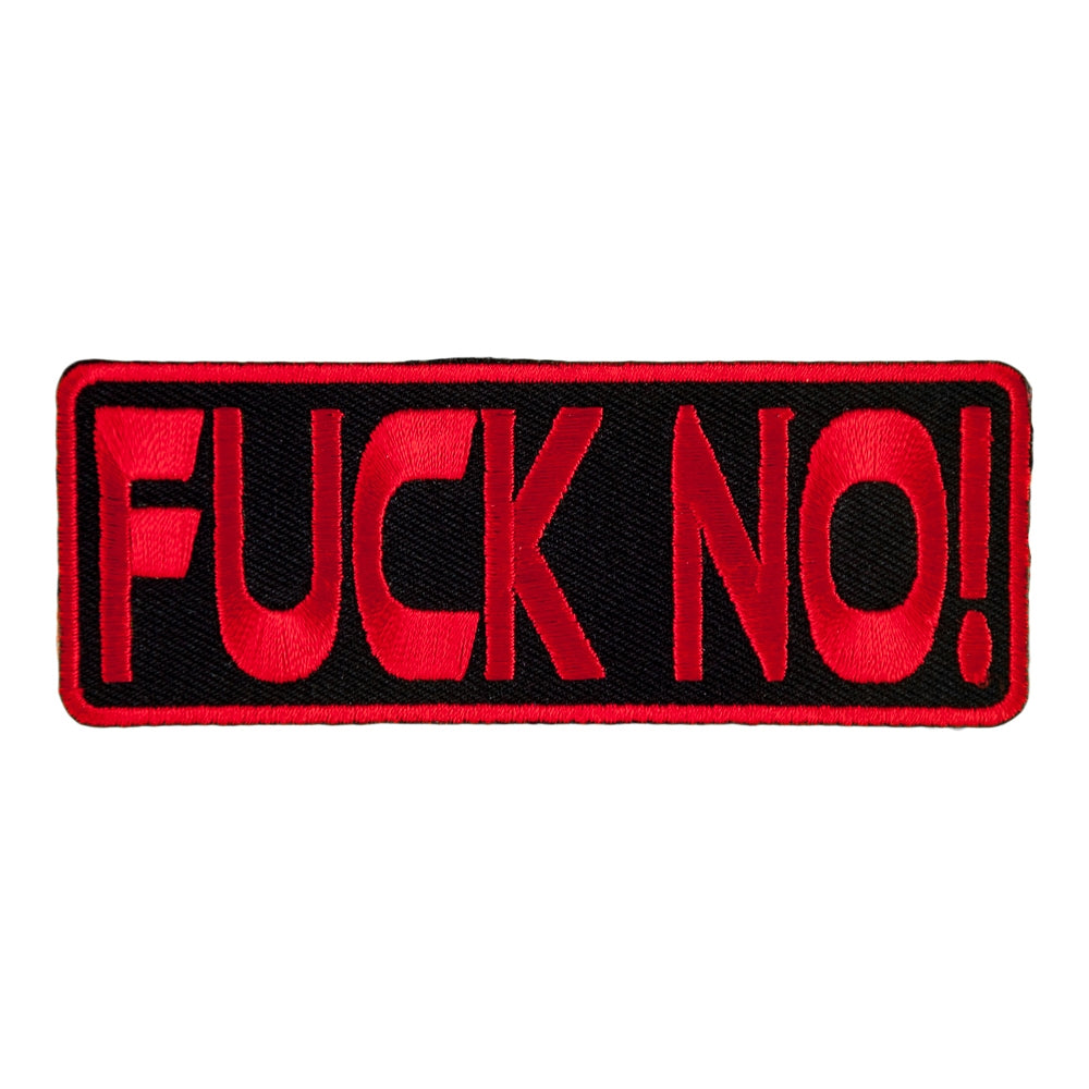 Fuck No Red &amp; Black Embroidered Patch, Vulgar Patches — product image