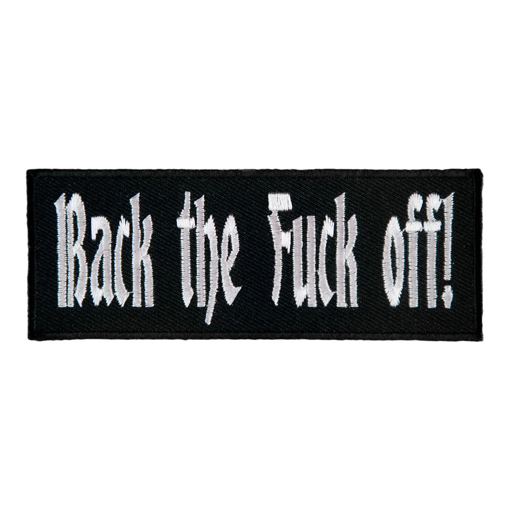 Back The Fuck Off Black & White Embroidered Patch, Sayings Patches — product image