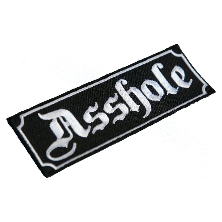 Asshole Black &amp; White Gothic Script Patch, Vulgar Patches — detail view 1