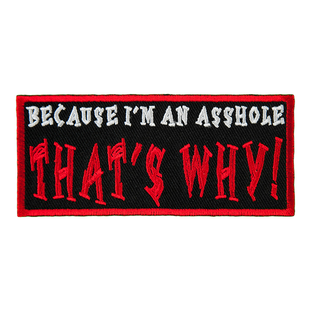 Because I'm An Asshole That's Why Patch, Vulgar Patches — product image