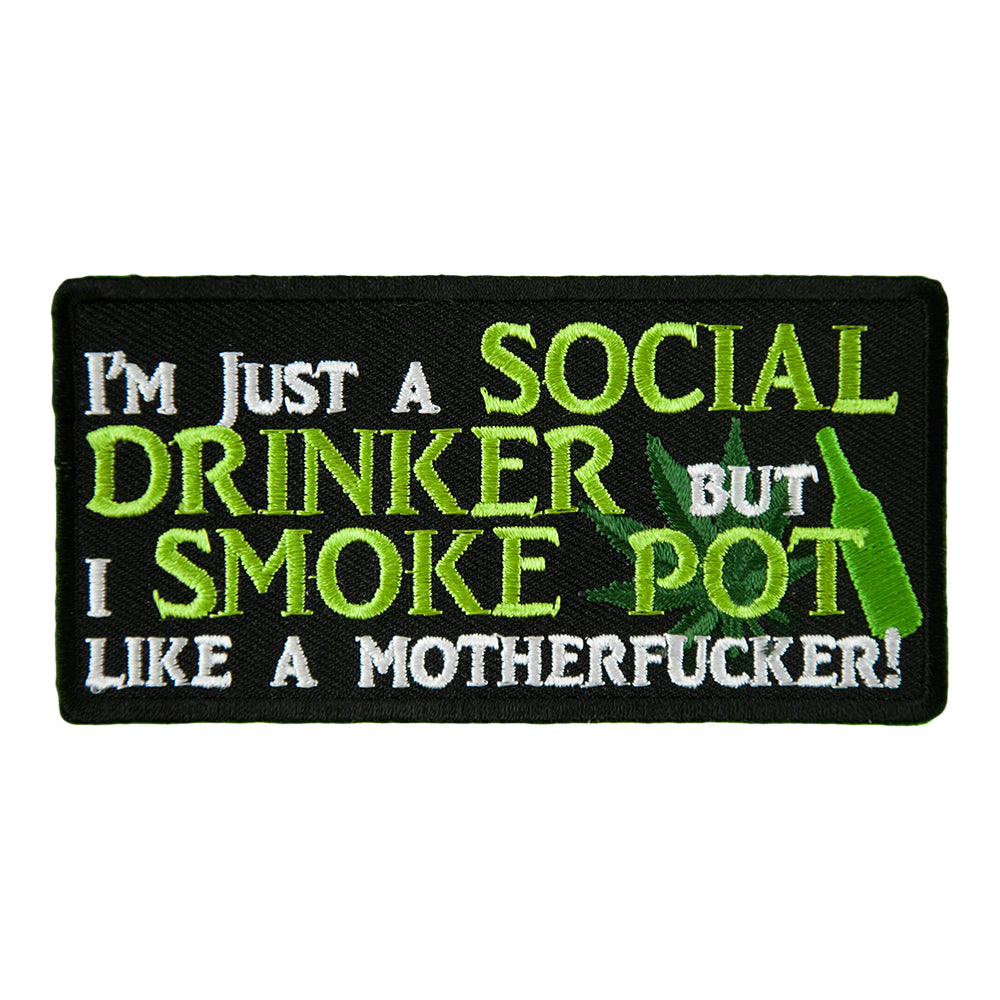 I'm Just A Social Drinker Smoke Pot Patch, Marijuana Patches — product image