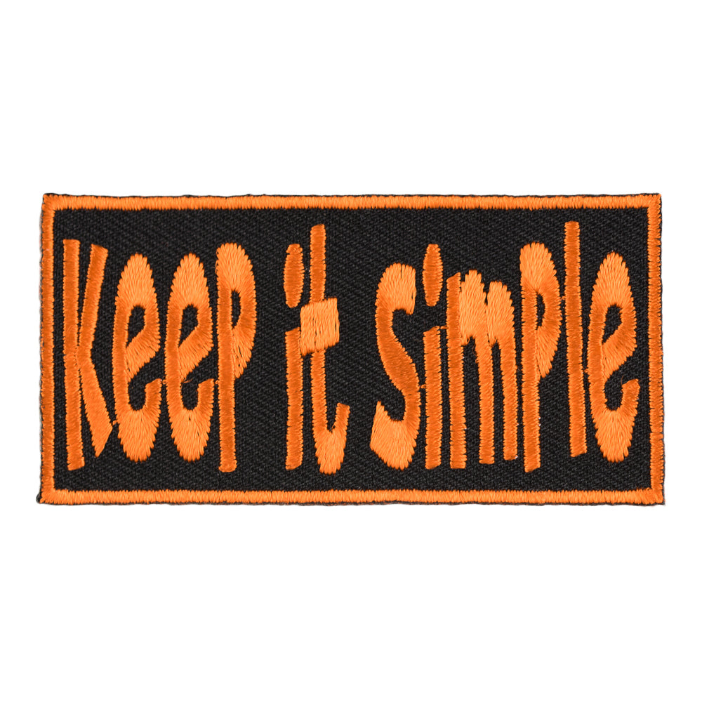 Keep It Simple Orange &amp; Black Patch, Sayings Patches — product image