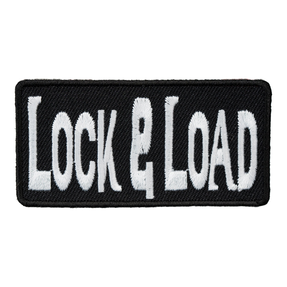 Lock &amp; Load Black &amp; White Embroidered Patch, Sayings Patches — product image
