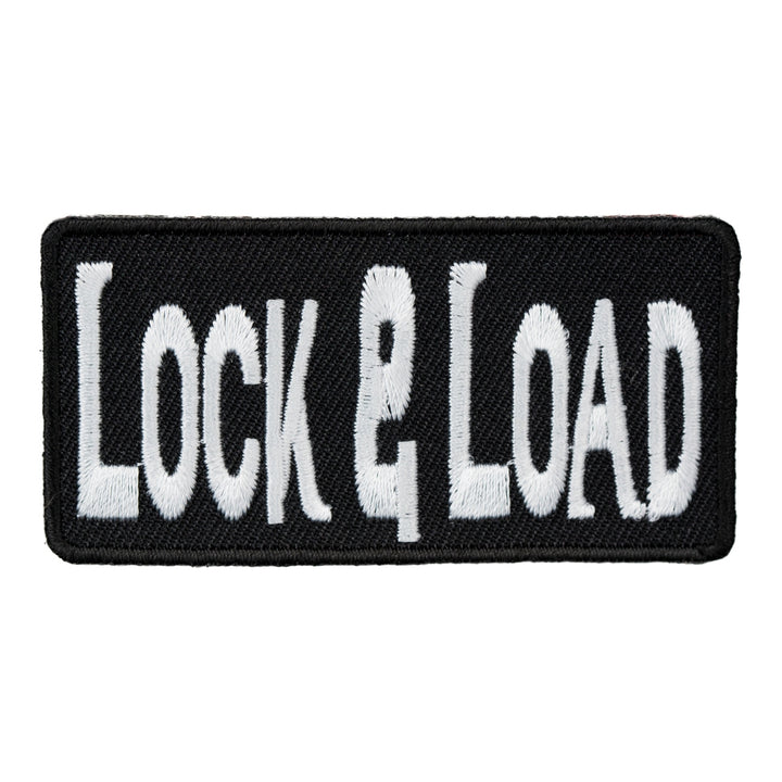 Lock &amp; Load Black &amp; White Embroidered Patch, Sayings Patches — product image