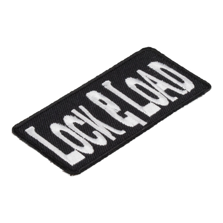 Lock &amp; Load Black &amp; White Embroidered Patch, Sayings Patches — detail view 1