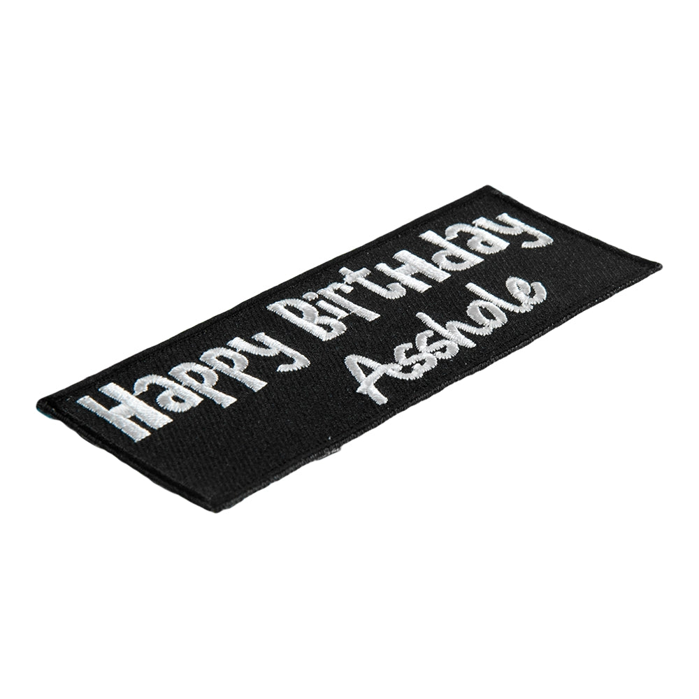 Happy Birthday Asshole Embroidered Patch, Vulgar Patches — detail view 1