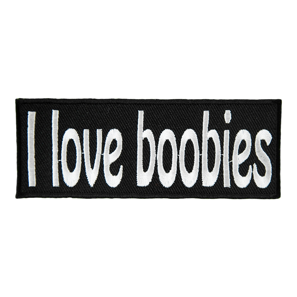 I Love Boobies Black & White Patch, Embroidered Patches — product image