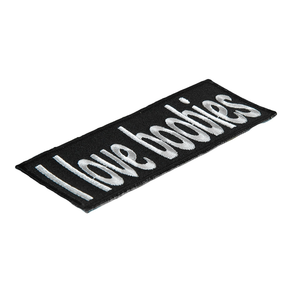 I Love Boobies Black &amp; White Patch, Embroidered Patches — detail view 2