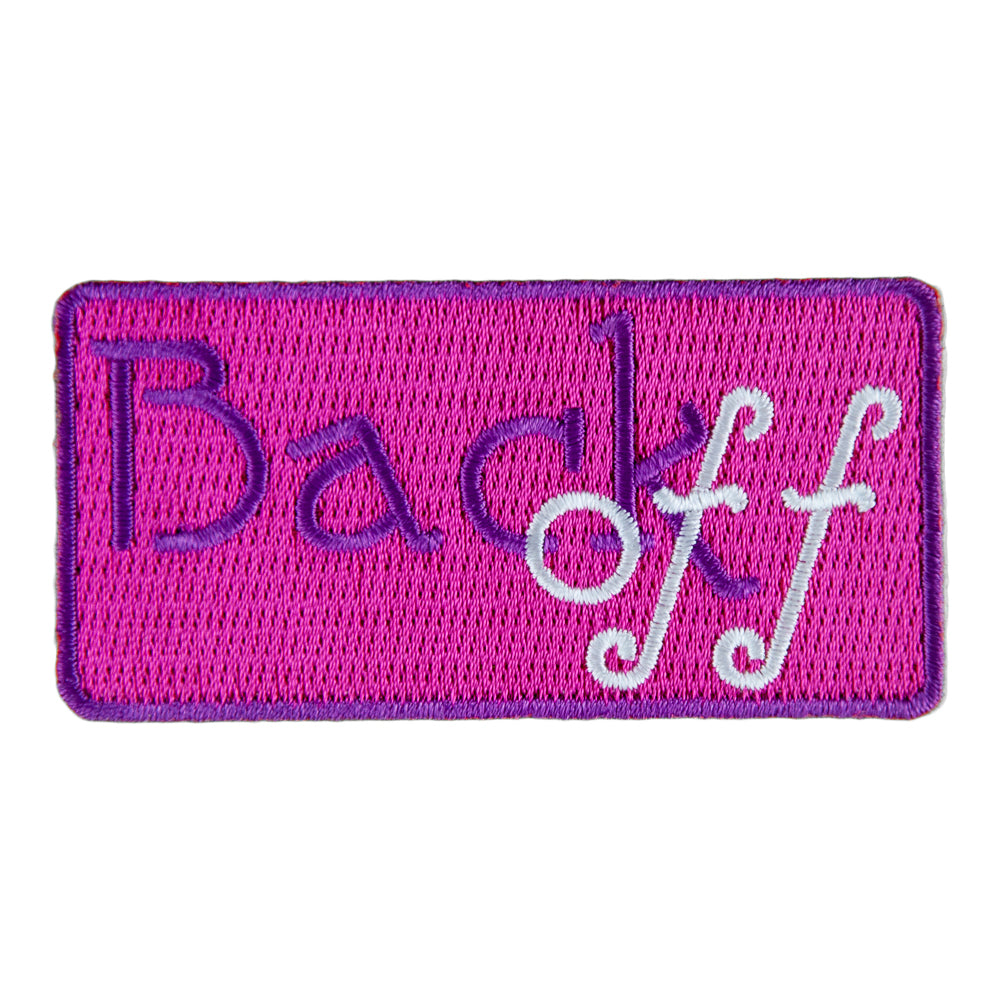 Back Off Pink Embroidered Patch, Biker Sayings Patches — product image