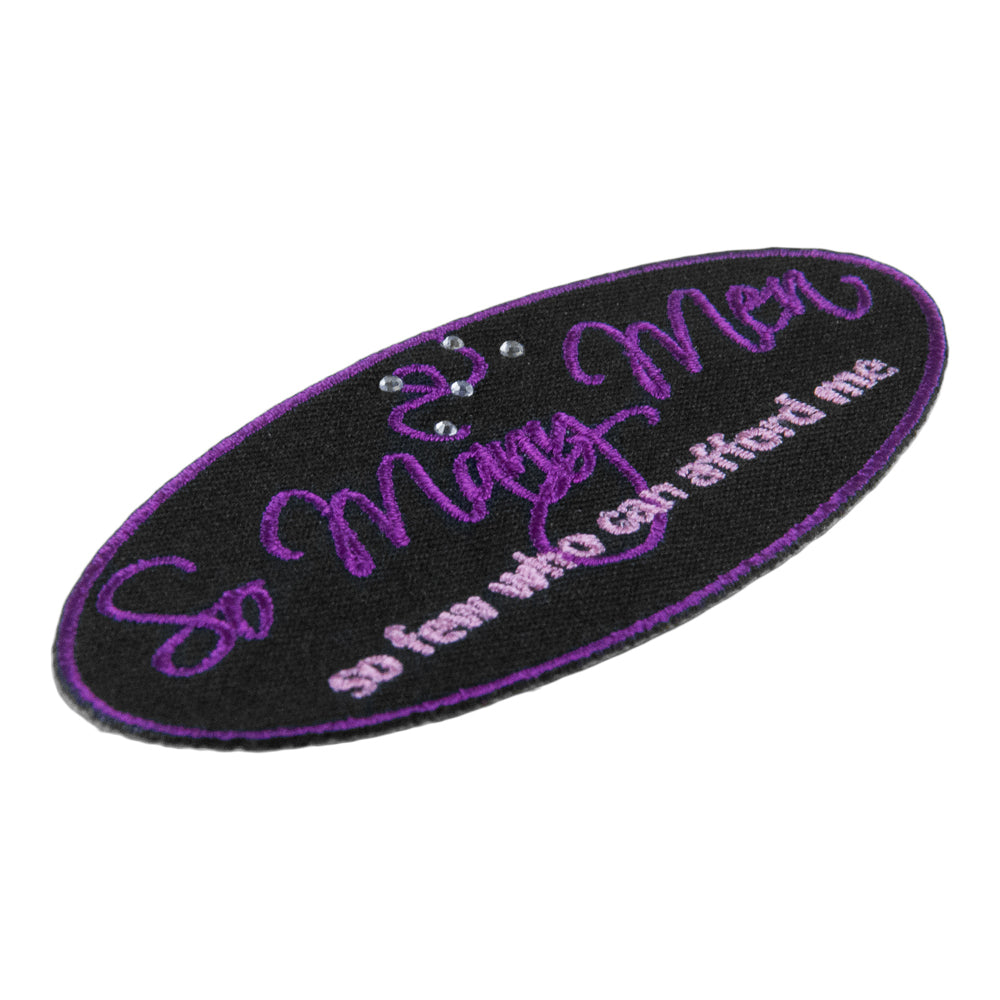 So Many Men Few Can Afford Me Rhinestone Patch, Ladies Patches — detail view 1