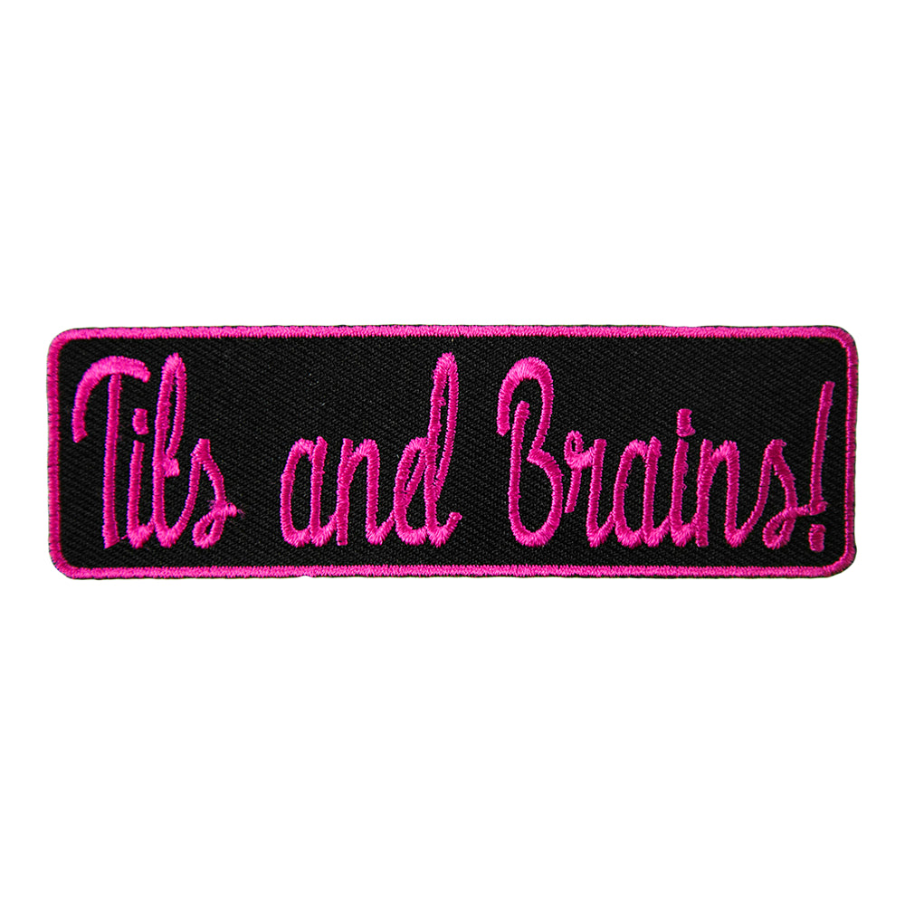 Tits & Brains Embroidered Patch, Ladies Sayings Patches — product image