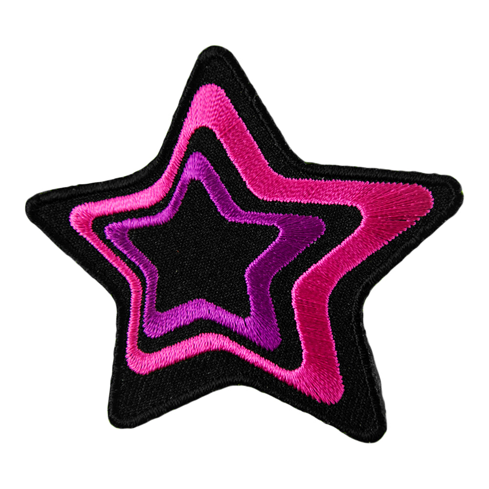Pink & Purple Outlined Decorative Star Patch, Women's Embroidered Patches — product image