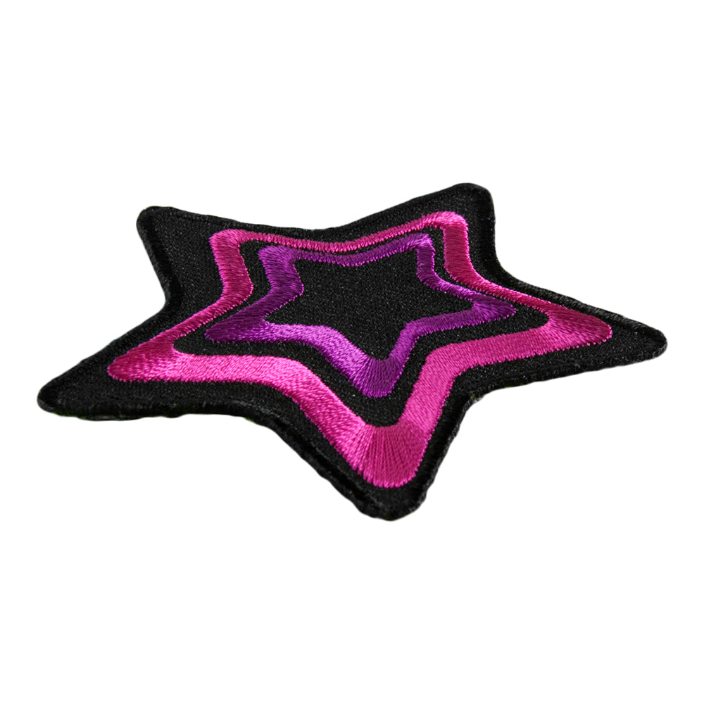 Pink &amp; Purple Outlined Decorative Star Patch, Women&