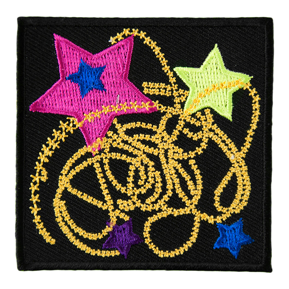 Colorful Stars & Gold Star Dust Patch, Embroidered Ladies Patches — product image