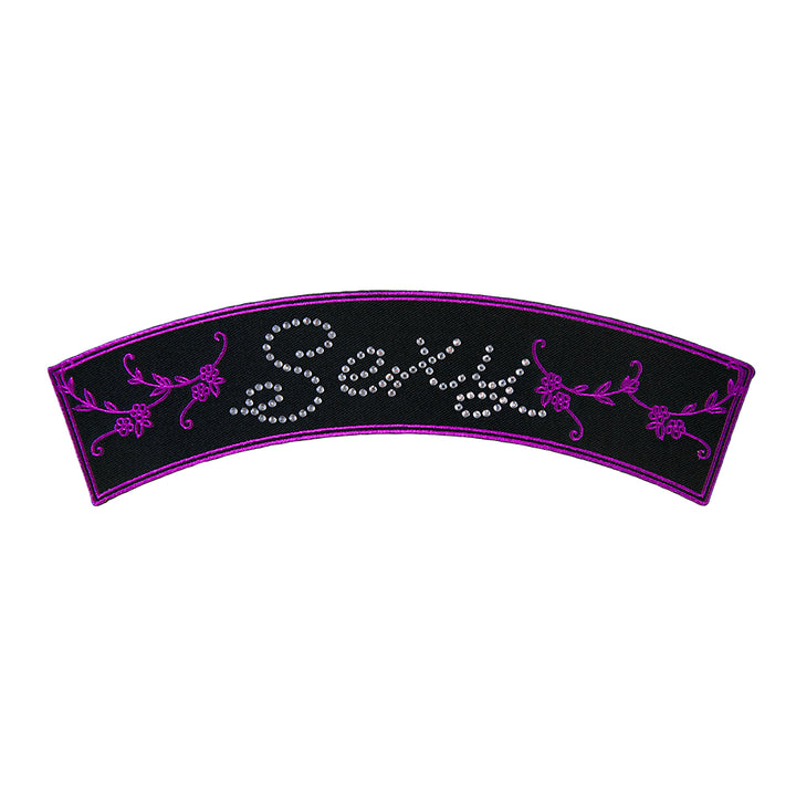 Sexy Rhinestone Purple Rocker Patch, Ladies Rocker Patches — product image