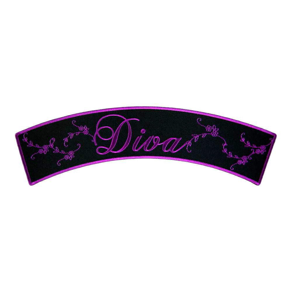 Diva Script Purple Rocker Patch, Women's Rocker Patches — product image