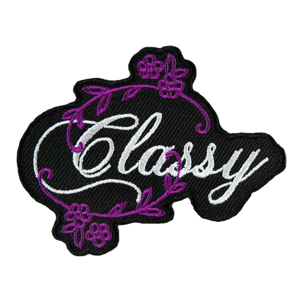 Classy Script Flowers Cut Out Patch, Ladies Sayings Patches — product image