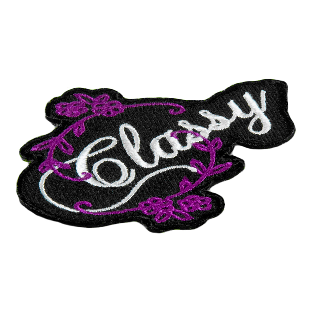 Classy Script Flowers Cut Out Patch, Ladies Sayings Patches — detail view 1