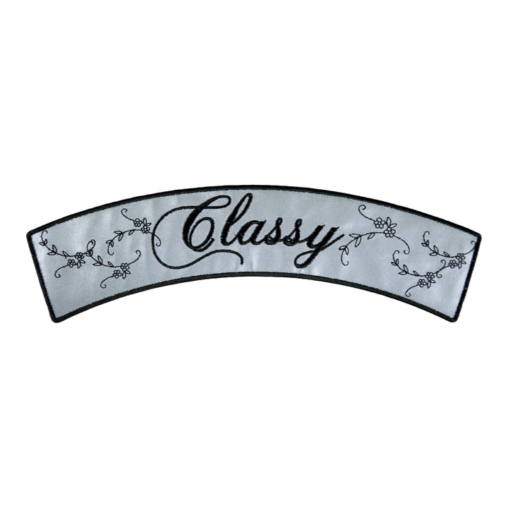 Reflective Classy Script Rocker Patch, Ladies Rocker Patches — product image