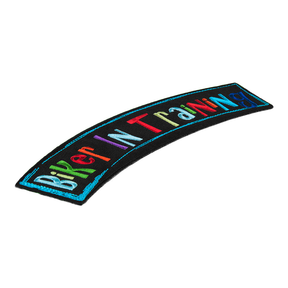 Biker In Training Embroidered Rocker Patch, Kids Rocker Patches — detail view 1