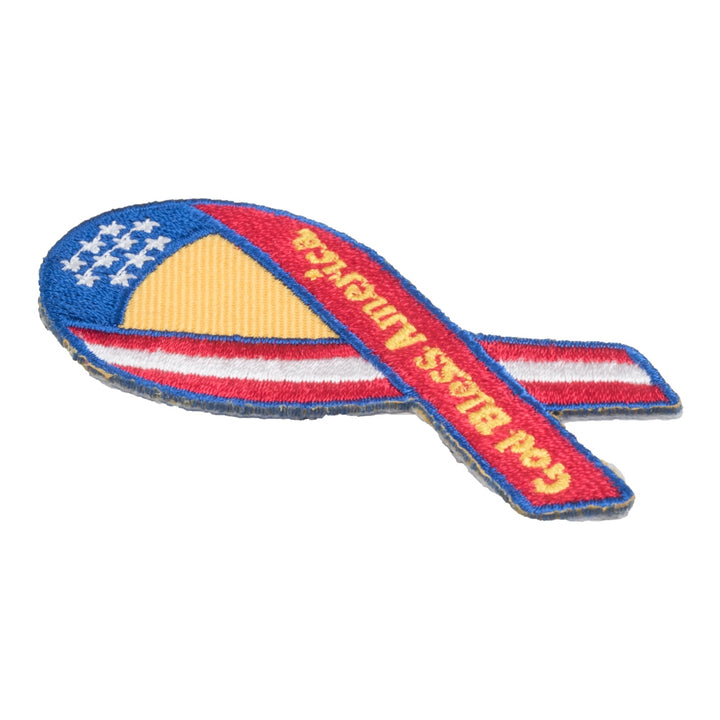 God Bless America U.S. Flag Ribbon Patch, Patriotic Patches — detail view 2