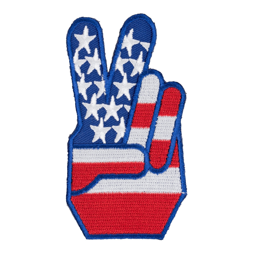 American Flag Peace Fingers Patch, Patriotic Patches — product image