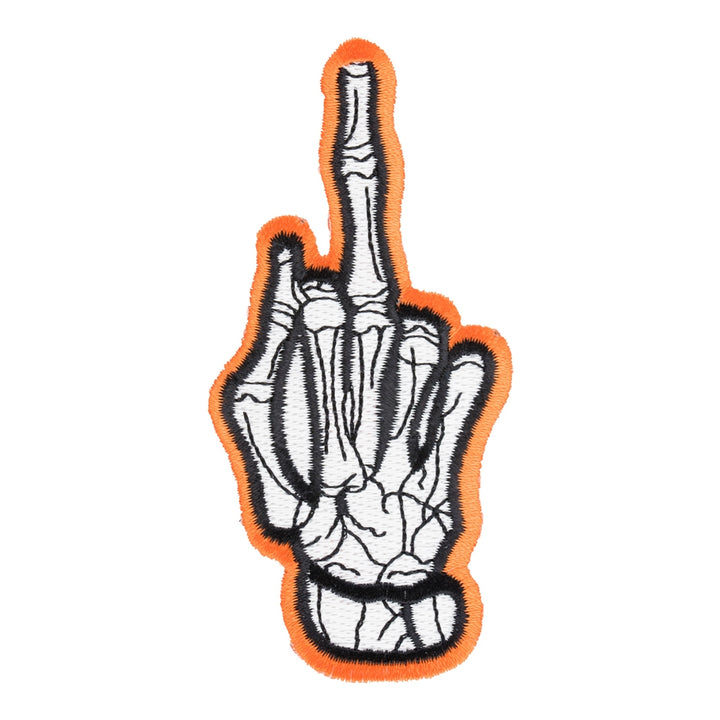 Orange Skelton Middle Finger Patch, Vulgar Patches — product image