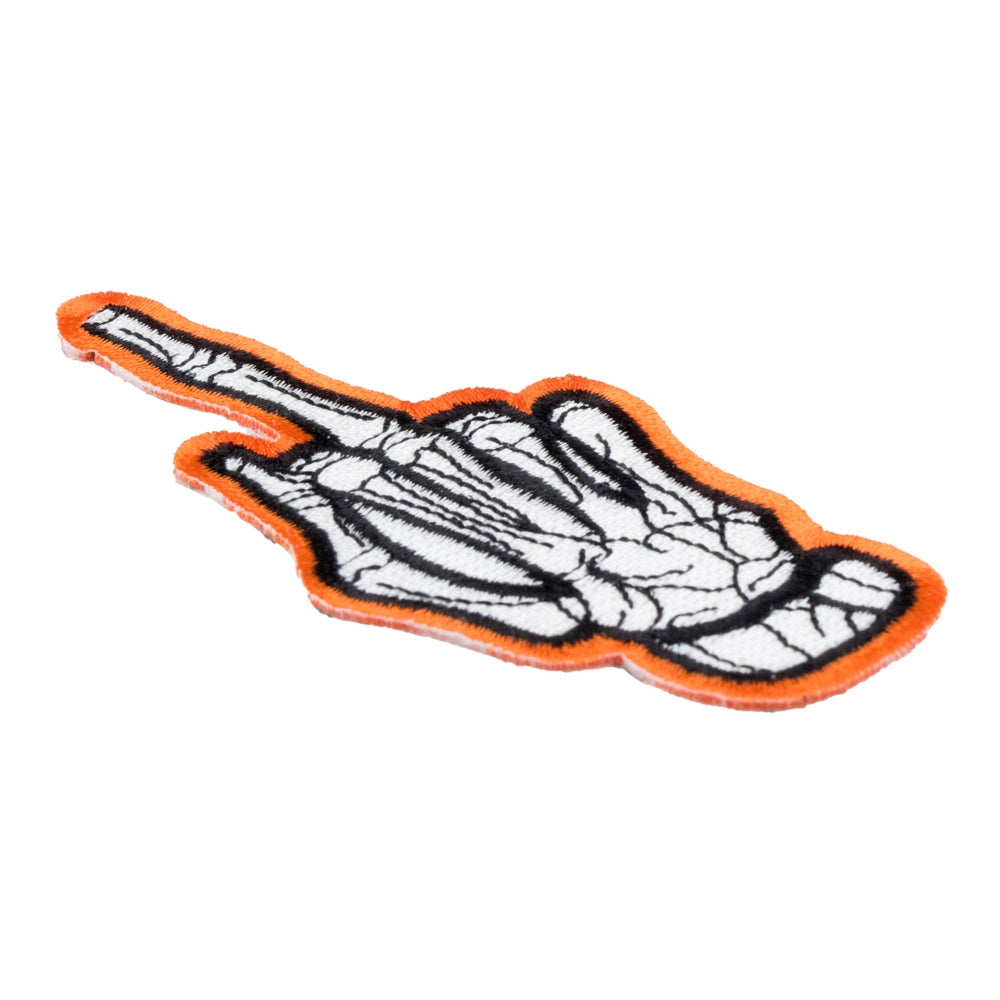 Orange Skelton Middle Finger Patch, Vulgar Patches — detail view 1