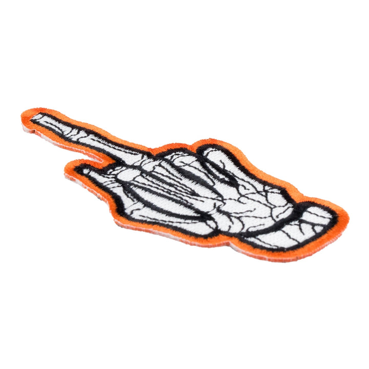 Orange Skelton Middle Finger Patch, Vulgar Patches — detail view 1