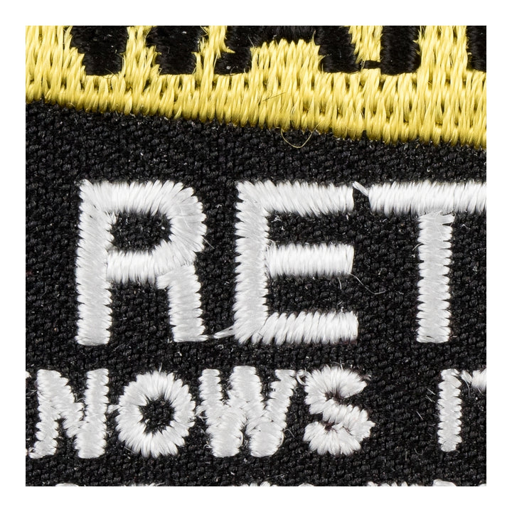 Warning Retired Knows It All Patch, Retired Biker Patches — detail view 1