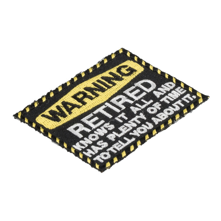 Warning Retired Knows It All Patch, Retired Biker Patches — detail view 2