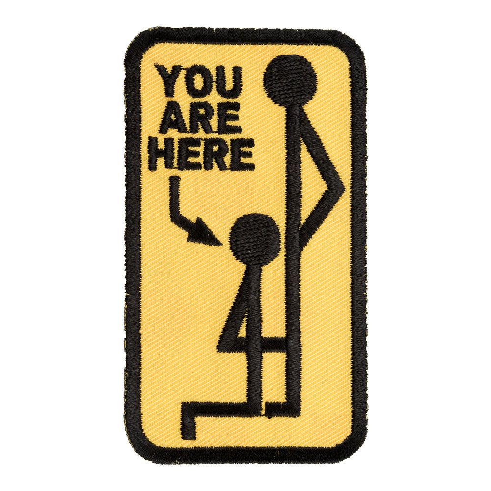 You Are Here Yellow Stick Figure Patch, Dirty Joke Patches — product image
