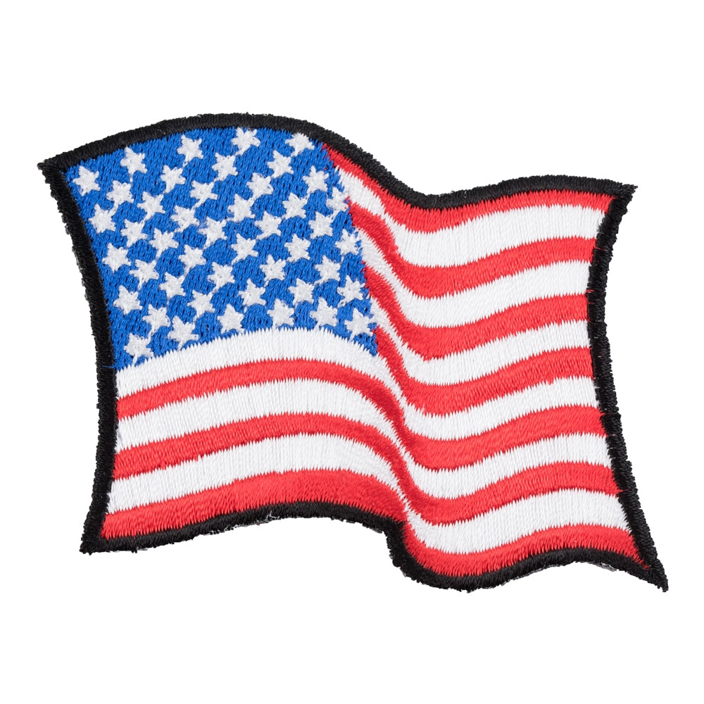 Waving American Flag Black Border Patch, X-Small Size — product image