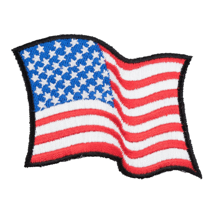 Waving American Flag Black Border Patch, X-Small Size — product image