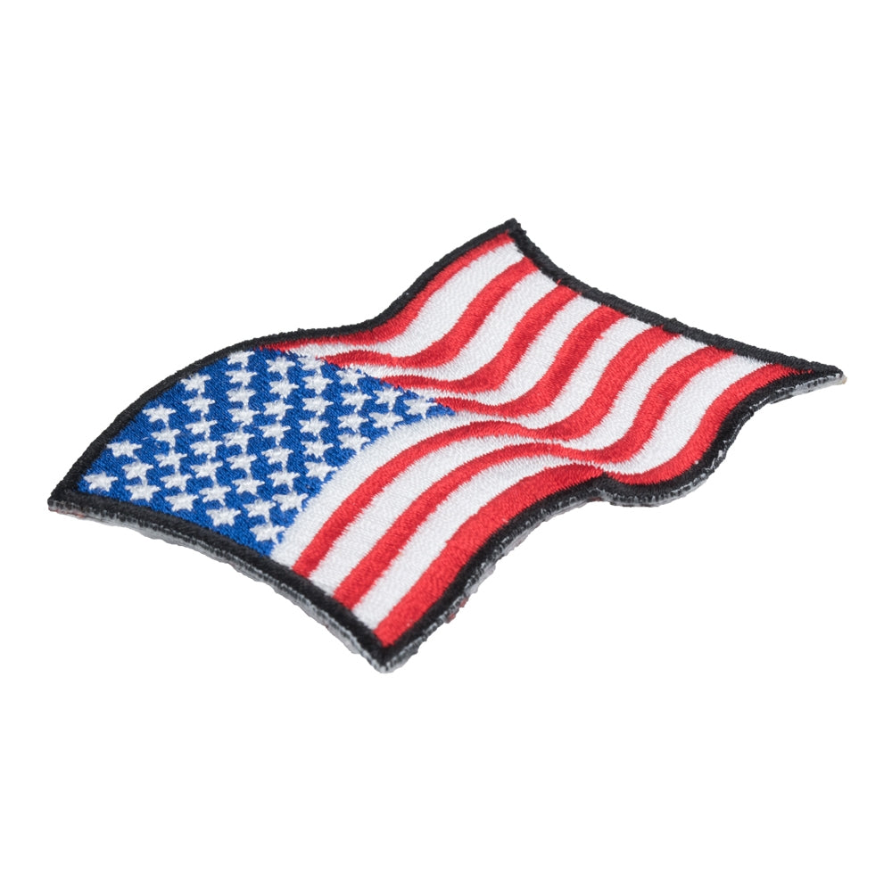 Waving American Flag Black Border Patch, X-Small Size — detail view 1
